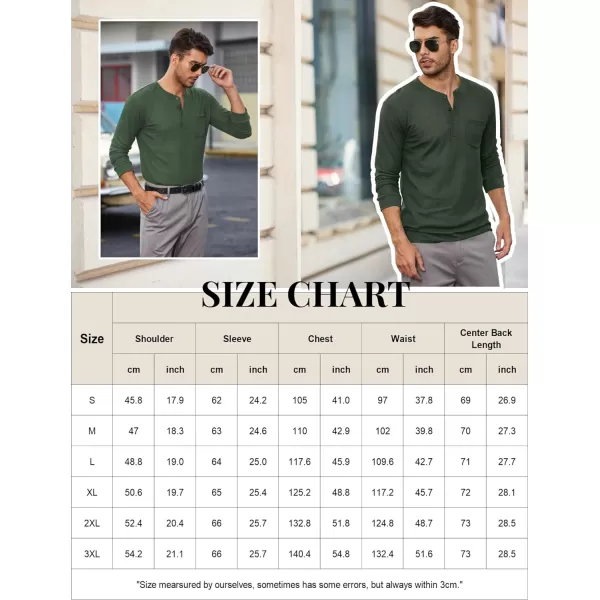 COOFANDY Men's Henley Shirts Long Sleeve Basic Waffle Pique Pullover T-Shirt with Pocket