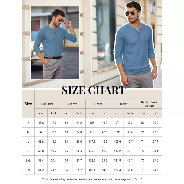 COOFANDY Men's Henley Shirts Long Sleeve Basic Waffle Pique Pullover T-Shirt with Pocket