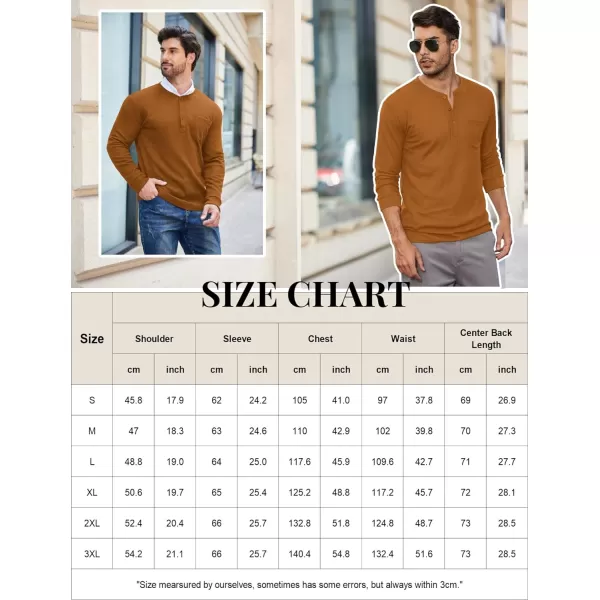 COOFANDY Men's Henley Shirts Long Sleeve Basic Waffle Pique Pullover T-Shirt with Pocket