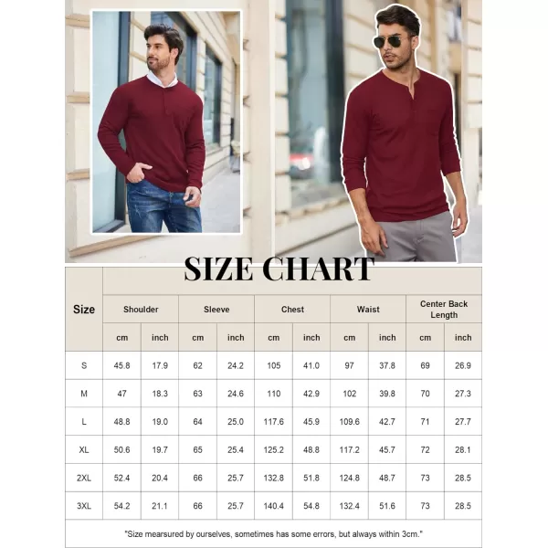 COOFANDY Men's Henley Shirts Long Sleeve Basic Waffle Pique Pullover T-Shirt with Pocket