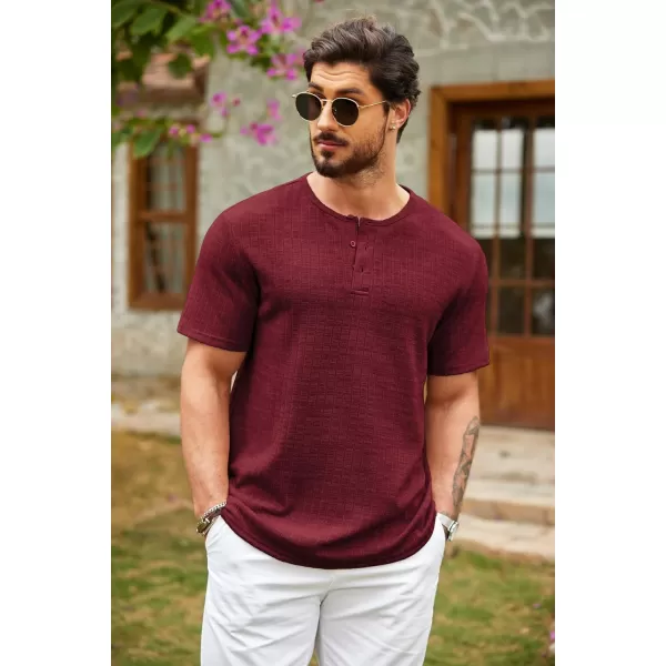 COOFANDY Men's Henley Shirts Short Sleeve Casual Basic Summer Ribbed T-Shirts
