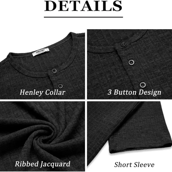 COOFANDY Men's Henley Shirts Short Sleeve Casual Basic Summer Ribbed T-Shirts