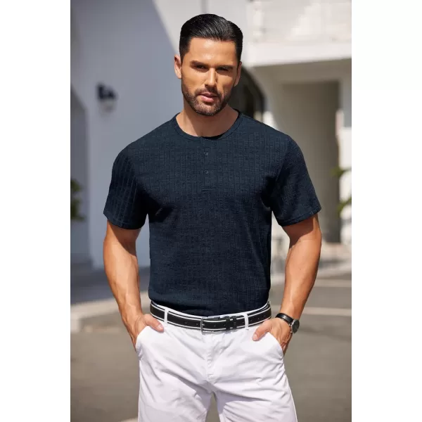 COOFANDY Men's Henley Shirts Short Sleeve Casual Basic Summer Ribbed T-Shirts