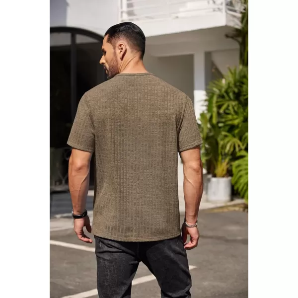 COOFANDY Men's Henley Shirts Short Sleeve Casual Basic Summer Ribbed T-Shirts