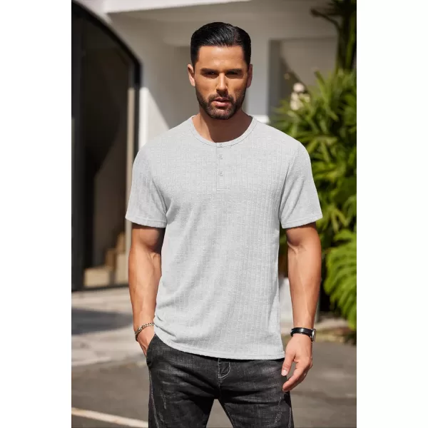 COOFANDY Men's Henley Shirts Short Sleeve Casual Basic Summer Ribbed T-Shirts