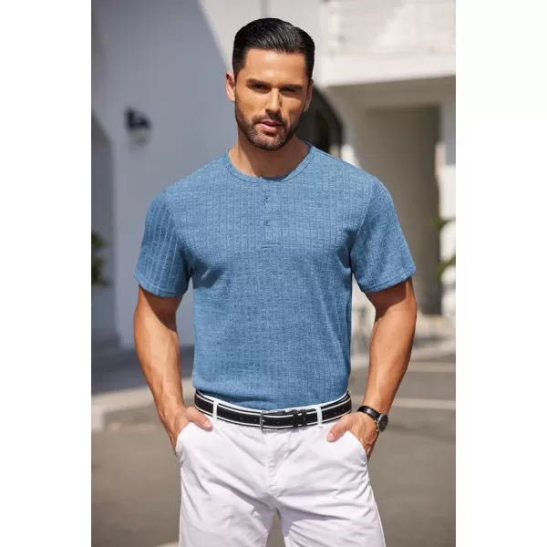 COOFANDY Men's Henley Shirts Short Sleeve Casual Basic Summer Ribbed T-Shirts