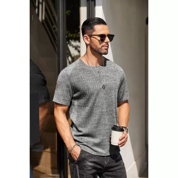 COOFANDY Men's Henley Shirts Short Sleeve Casual Basic Summer Ribbed T-Shirts