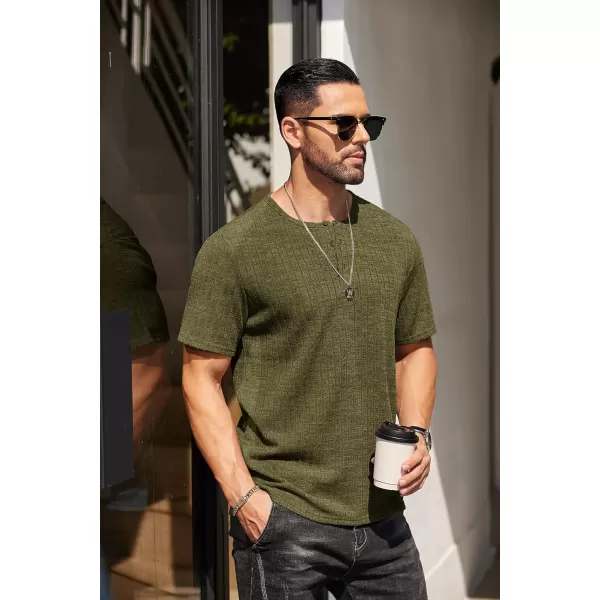 COOFANDY Men's Henley Shirts Short Sleeve Casual Basic Summer Ribbed T-Shirts