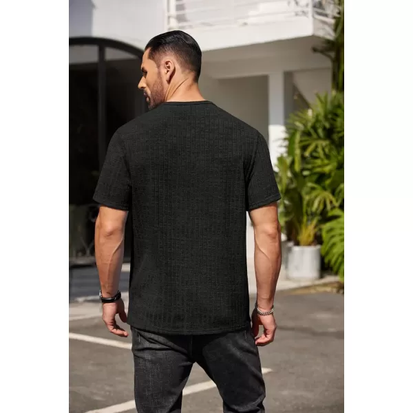 COOFANDY Men's Henley Shirts Short Sleeve Casual Basic Summer Ribbed T-Shirts