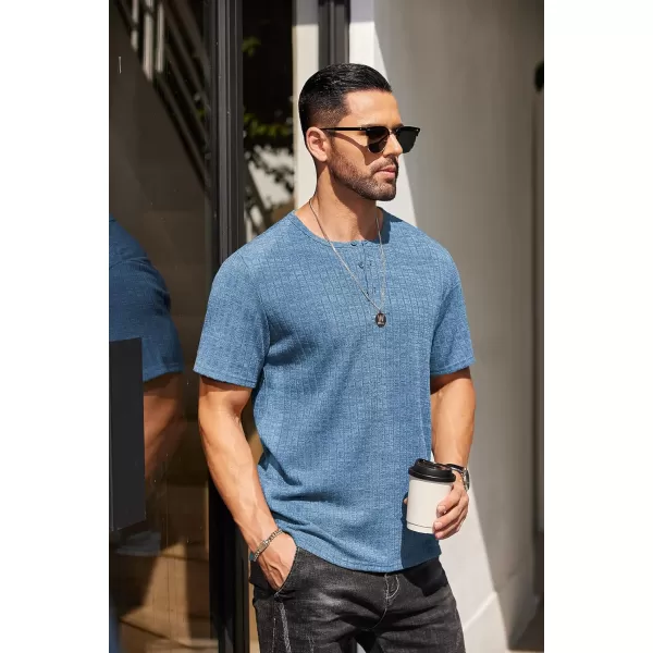 COOFANDY Men's Henley Shirts Short Sleeve Casual Basic Summer Ribbed T-Shirts