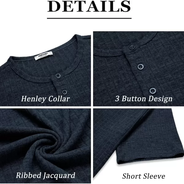 COOFANDY Men's Henley Shirts Short Sleeve Casual Basic Summer Ribbed T-Shirts
