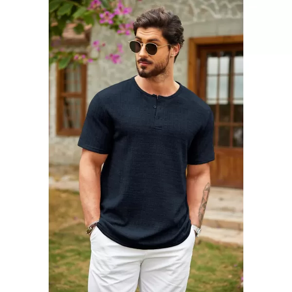 COOFANDY Men's Henley Shirts Short Sleeve Casual Basic Summer Ribbed T-Shirts