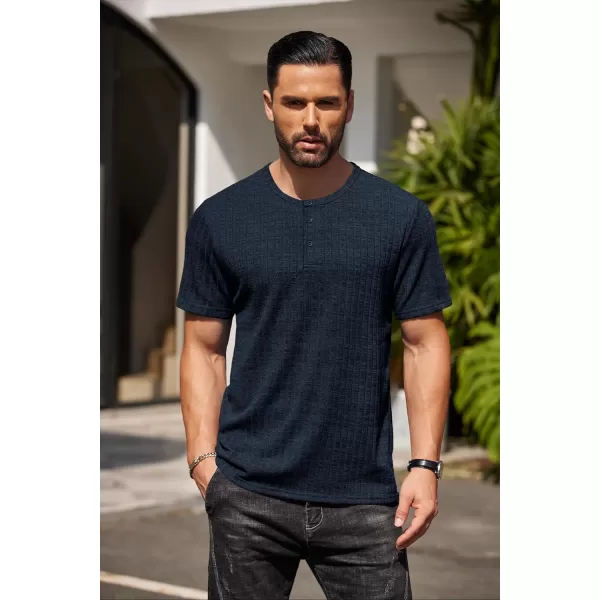 COOFANDY Men's Henley Shirts Short Sleeve Casual Basic Summer Ribbed T-Shirts