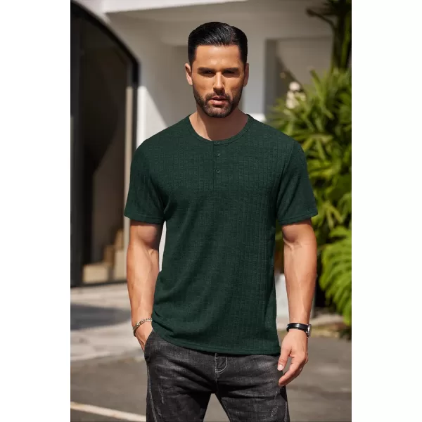 COOFANDY Men's Henley Shirts Short Sleeve Casual Basic Summer Ribbed T-Shirts