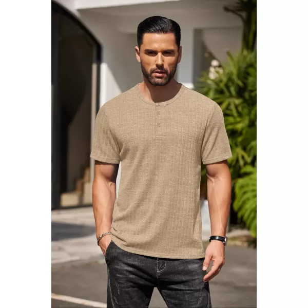 COOFANDY Men's Henley Shirts Short Sleeve Casual Basic Summer Ribbed T-Shirts