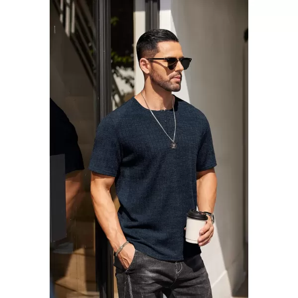 COOFANDY Men's Henley Shirts Short Sleeve Casual Basic Summer Ribbed T-Shirts