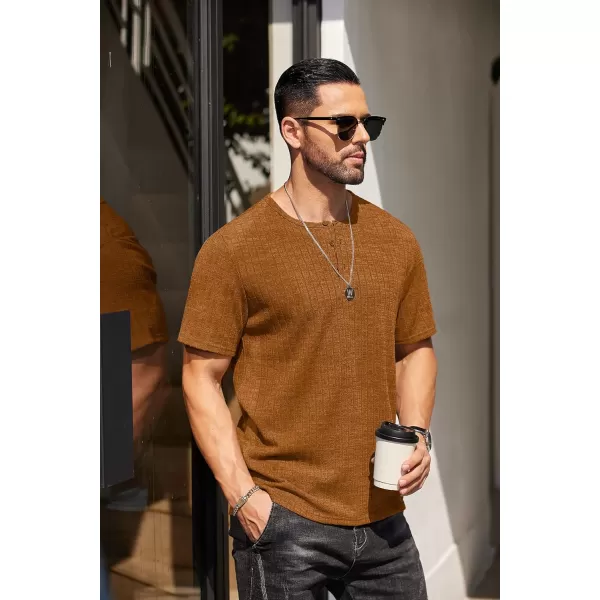COOFANDY Men's Henley Shirts Short Sleeve Casual Basic Summer Ribbed T-Shirts