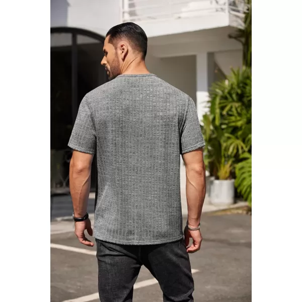 COOFANDY Men's Henley Shirts Short Sleeve Casual Basic Summer Ribbed T-Shirts