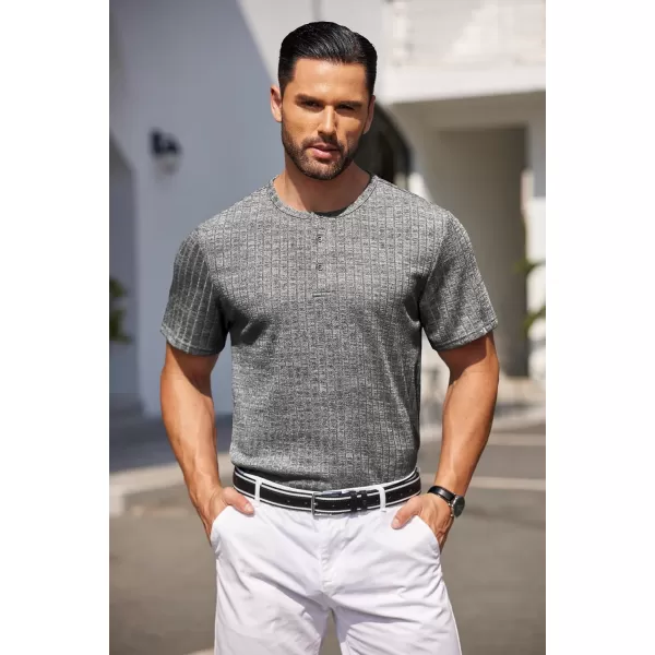 COOFANDY Men's Henley Shirts Short Sleeve Casual Basic Summer Ribbed T-Shirts