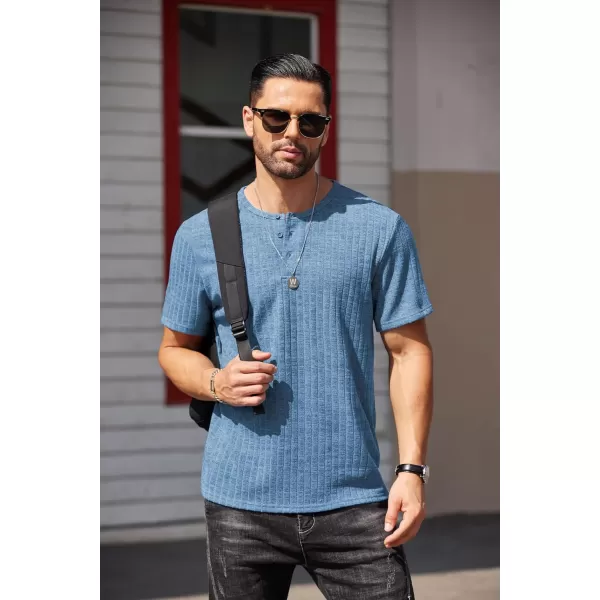 COOFANDY Men's Henley Shirts Short Sleeve Casual Basic Summer Ribbed T-Shirts