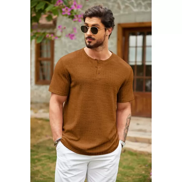 COOFANDY Men's Henley Shirts Short Sleeve Casual Basic Summer Ribbed T-Shirts