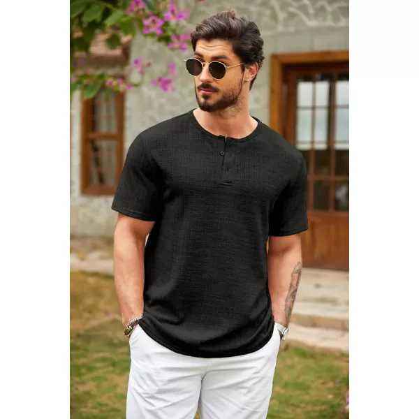 COOFANDY Men's Henley Shirts Short Sleeve Casual Basic Summer Ribbed T-Shirts