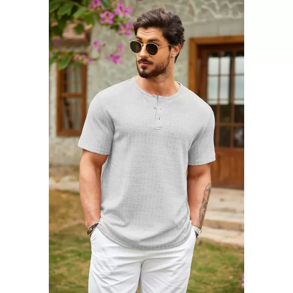COOFANDY Men's Henley Shirts Short Sleeve Casual Basic Summer Ribbed T-Shirts