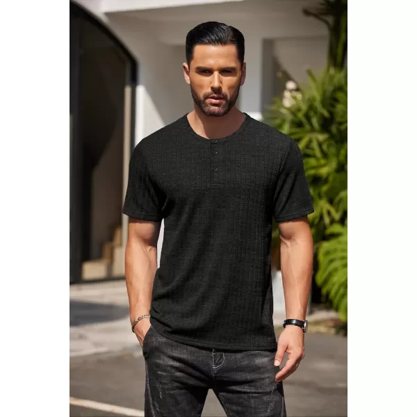 COOFANDY Men's Henley Shirts Short Sleeve Casual Basic Summer Ribbed T-Shirts
