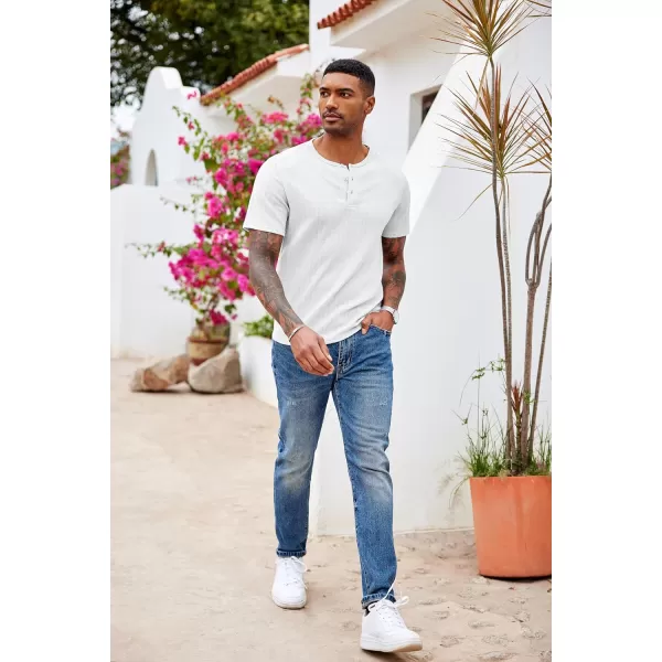 COOFANDY Men's Henley Shirts Short Sleeve Casual Basic Summer Ribbed T-Shirts