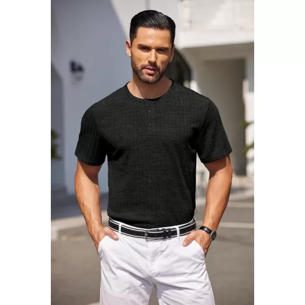 COOFANDY Men's Henley Shirts Short Sleeve Casual Basic Summer Ribbed T-Shirts