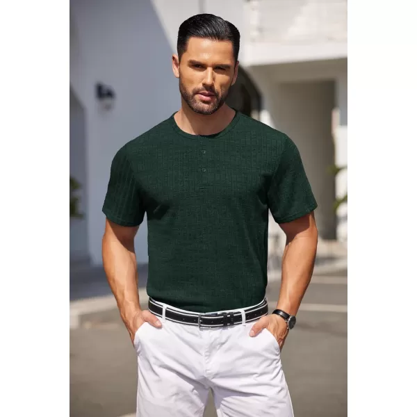 COOFANDY Men's Henley Shirts Short Sleeve Casual Basic Summer Ribbed T-Shirts