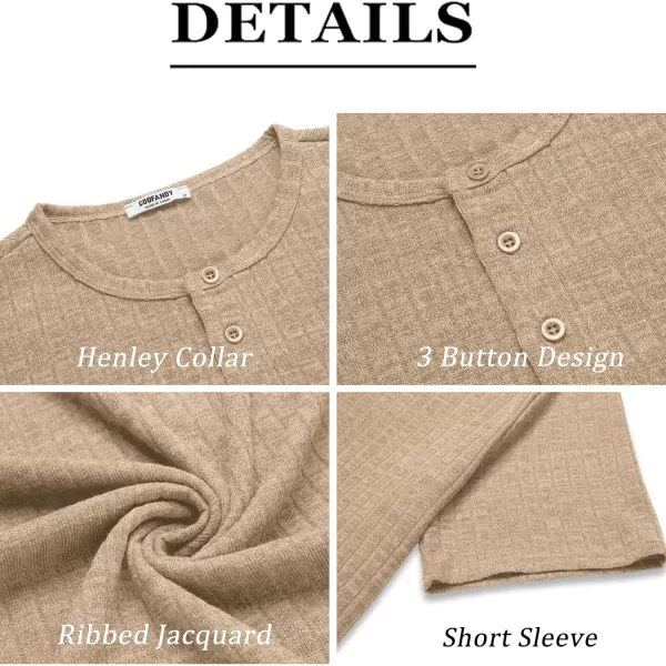 COOFANDY Men's Henley Shirts Short Sleeve Casual Basic Summer Ribbed T-Shirts