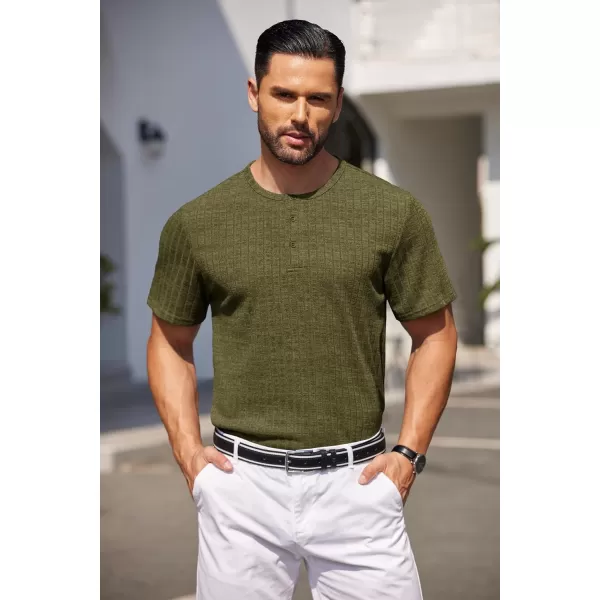 COOFANDY Men's Henley Shirts Short Sleeve Casual Basic Summer Ribbed T-Shirts