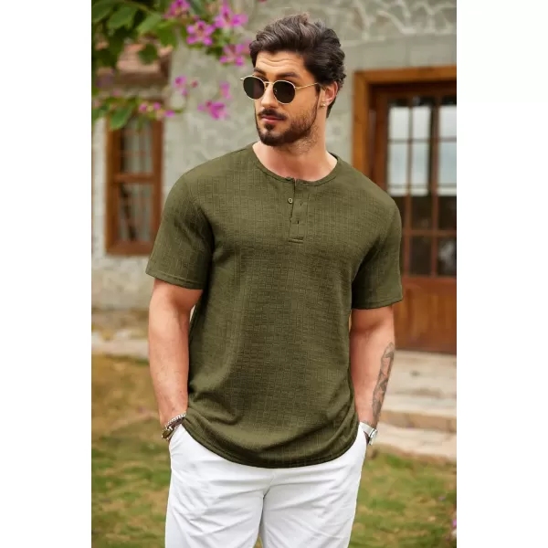 COOFANDY Men's Henley Shirts Short Sleeve Casual Basic Summer Ribbed T-Shirts