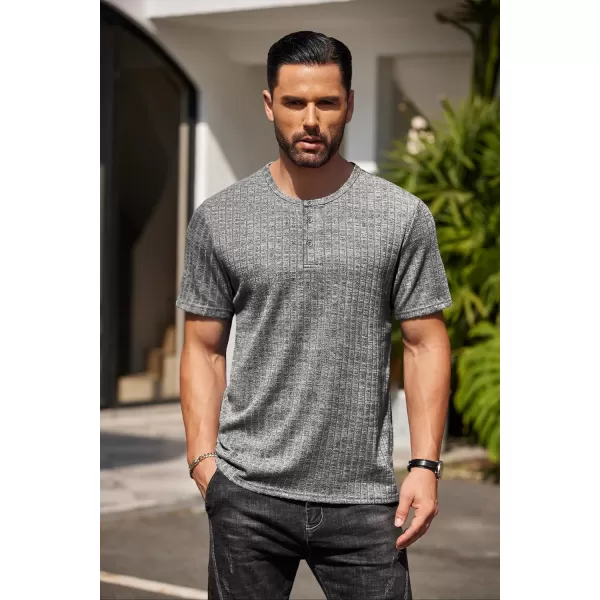 COOFANDY Men's Henley Shirts Short Sleeve Casual Basic Summer Ribbed T-Shirts