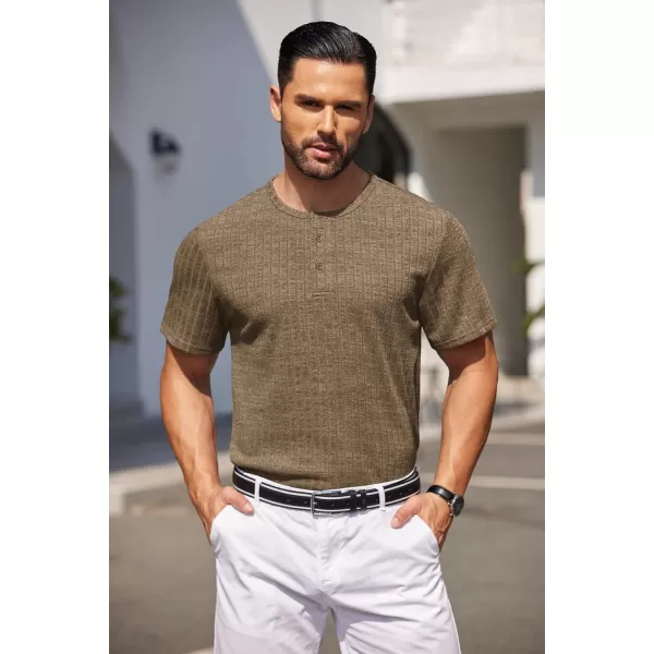 COOFANDY Men's Henley Shirts Short Sleeve Casual Basic Summer Ribbed T-Shirts