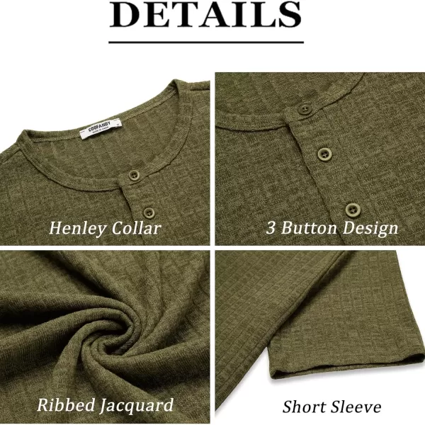 COOFANDY Men's Henley Shirts Short Sleeve Casual Basic Summer Ribbed T-Shirts