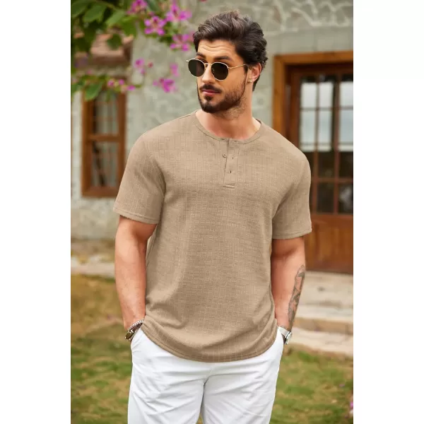 COOFANDY Men's Henley Shirts Short Sleeve Casual Basic Summer Ribbed T-Shirts