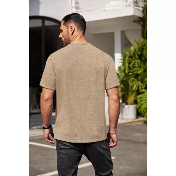 COOFANDY Men's Henley Shirts Short Sleeve Casual Basic Summer Ribbed T-Shirts