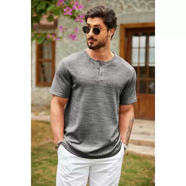 COOFANDY Men's Henley Shirts Short Sleeve Casual Basic Summer Ribbed T-Shirts