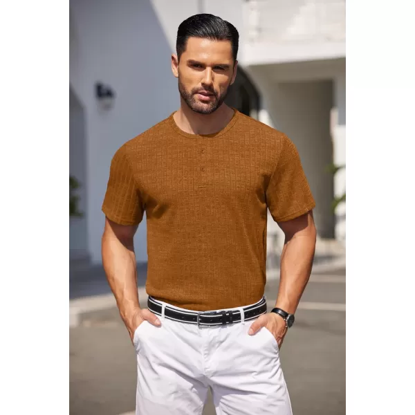 COOFANDY Men's Henley Shirts Short Sleeve Casual Basic Summer Ribbed T-Shirts