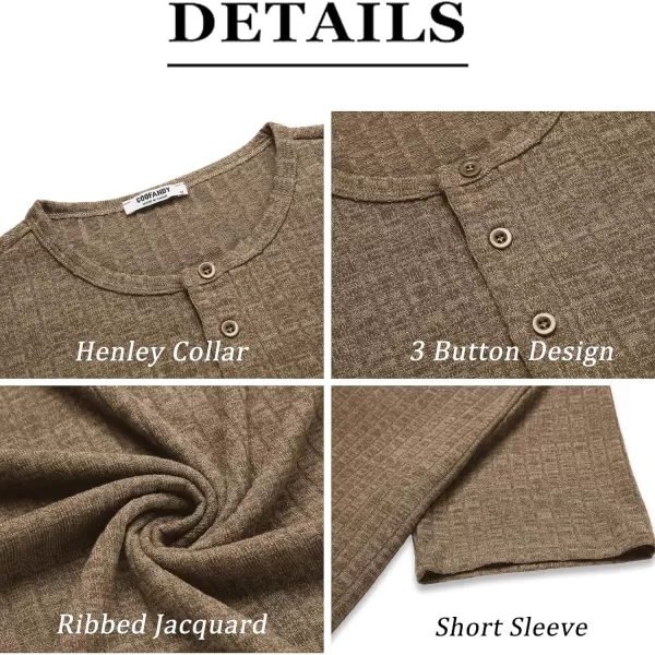COOFANDY Men's Henley Shirts Short Sleeve Casual Basic Summer Ribbed T-Shirts