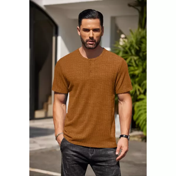 COOFANDY Men's Henley Shirts Short Sleeve Casual Basic Summer Ribbed T-Shirts