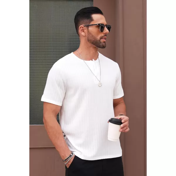 COOFANDY Men's Henley Shirts Short Sleeve Casual Basic Summer Ribbed T-Shirts