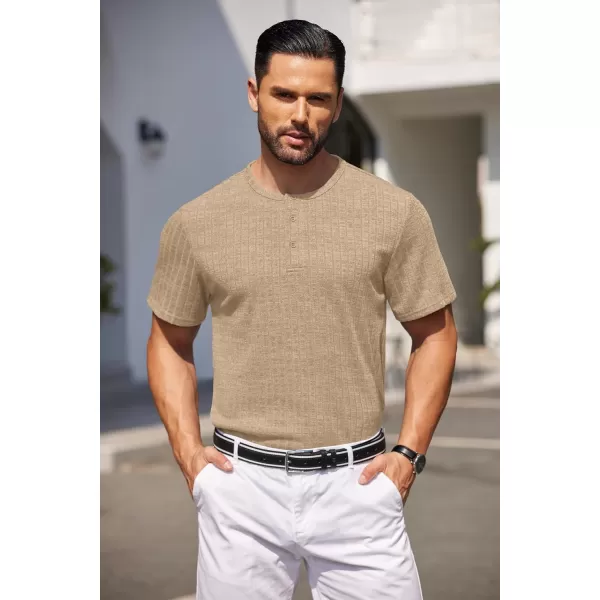 COOFANDY Men's Henley Shirts Short Sleeve Casual Basic Summer Ribbed T-Shirts