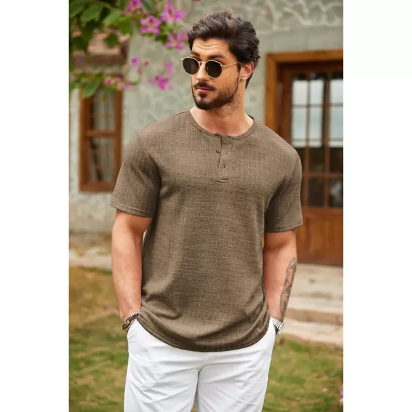 COOFANDY Men's Henley Shirts Short Sleeve Casual Basic Summer Ribbed T-Shirts