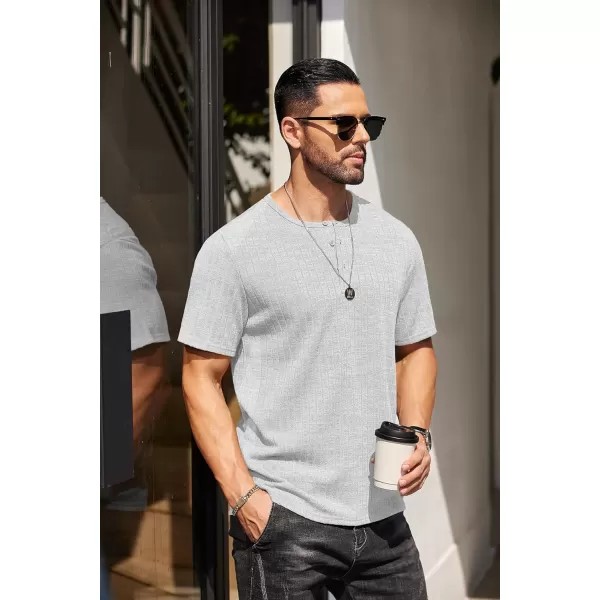 COOFANDY Men's Henley Shirts Short Sleeve Casual Basic Summer Ribbed T-Shirts