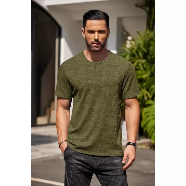 COOFANDY Men's Henley Shirts Short Sleeve Casual Basic Summer Ribbed T-Shirts
