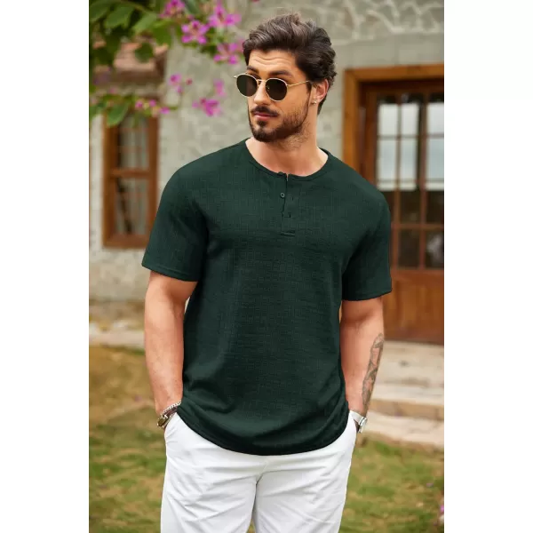 COOFANDY Men's Henley Shirts Short Sleeve Casual Basic Summer Ribbed T-Shirts