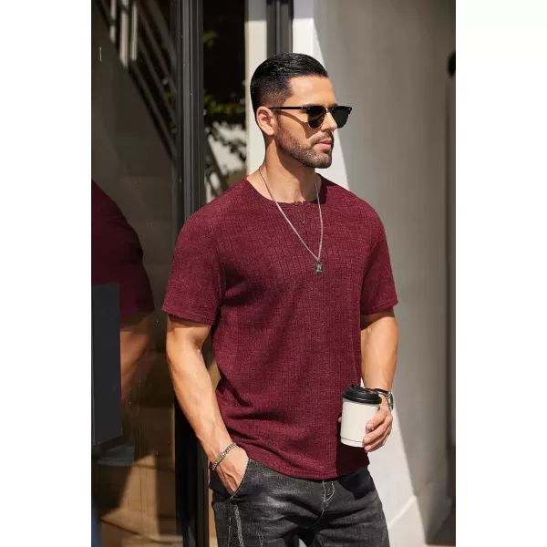 COOFANDY Men's Henley Shirts Short Sleeve Casual Basic Summer Ribbed T-Shirts